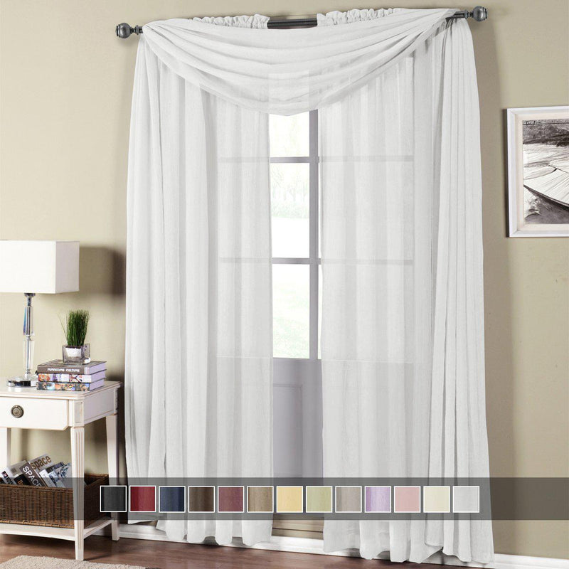 Abri Rod Pocket Crushed Sheer Curtain Panel (Single)-Royal Tradition-Egyptian Linens