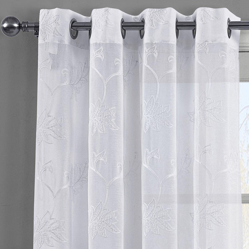 Andora Embroidered Grommet Top Sheer Panel Curtain Pair (Set of 2 )-Royal Tradition-Egyptian Linens