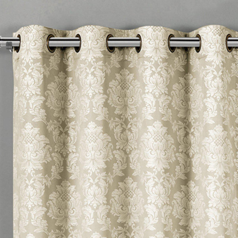 Aryanna Classic Damask Floral Curtains Jacquard Grommet Panels (Set of 2)-Royal Tradition-Egyptian Linens