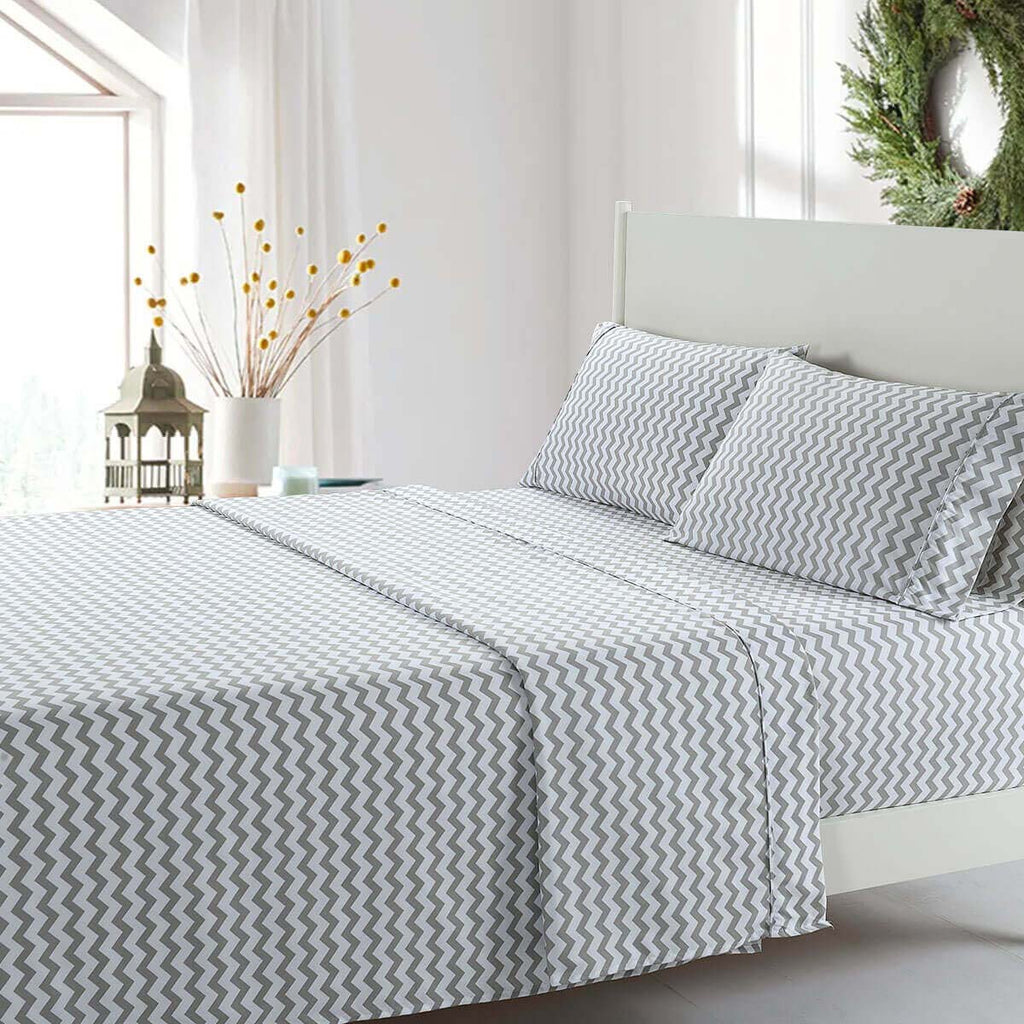 Attached Printed Heavyweight Microfiber Waterbed Sheet Sets
