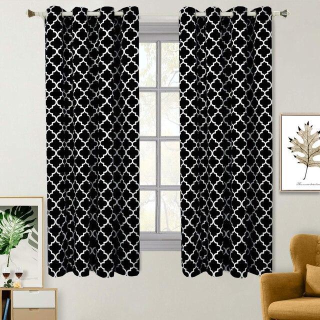 Black & White Meridian Room-Darkening Thermal Insulated Curtain Pair (Set of 2 Panels)-Royal Tradition-63"-Egyptian Linens