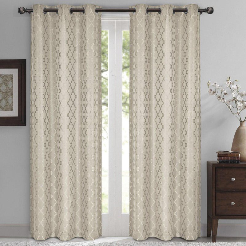 Willow Geometric Jacquard Thermal-Insulated Blackout Curtain Panels (Set of 2)-Royal Tradition-Egyptian Linens