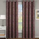 Blair Damask Floral Curtains Jacquard Drapes Grommet Top Panels (Set of 2)-Royal Tradition-54 x 63" Pair-Chocolate-Egyptian Linens