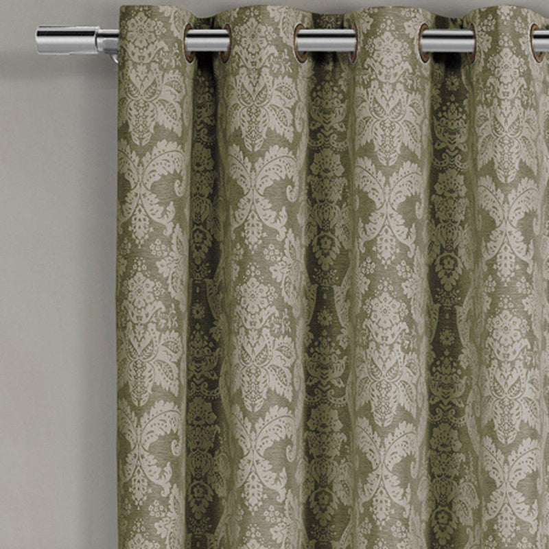 Blair Damask Floral Curtains Jacquard Drapes Grommet Top Panels (Set of 2)-Royal Tradition-Egyptian Linens