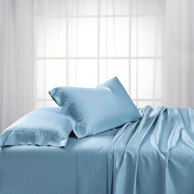 Split King Dual King Adjustable Bed Sheets Set - Bamboo Cotton (Hybrid)-Royal Tradition-Blue-Egyptian Linens