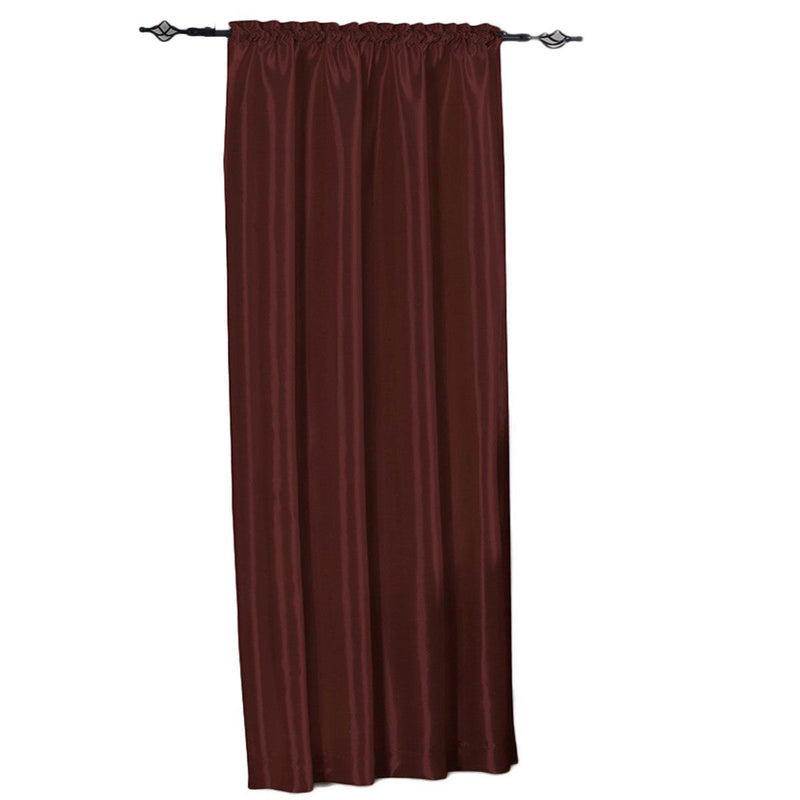 Soho Faux Silk Curtain Panels or Waterfall Valance (Single)-Royal Tradition-42 x 63" Panel-Burgundy-Egyptian Linens