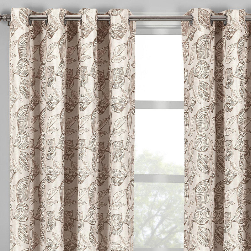 Catalina Leaf Swirl Jacquard Curtain Panels Grommet Top (Set of 2)-Royal Tradition-Egyptian Linens