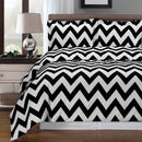 Chevron Combed Cotton Duvet Cover Set-Royal Tradition-Full/Queen-Black/White-Egyptian Linens