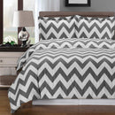 Chevron Combed Cotton Duvet Cover Set-Royal Tradition-Full/Queen-Gray/White-Egyptian Linens