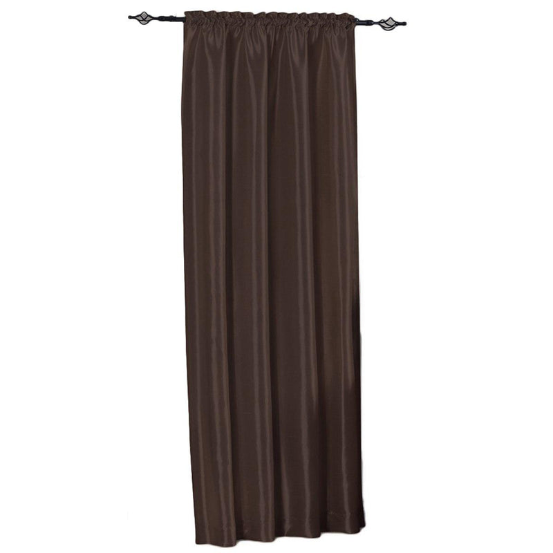 Soho Faux Silk Curtain Panels or Waterfall Valance (Single)-Royal Tradition-42 x 63" Panel-Chocolate-Egyptian Linens