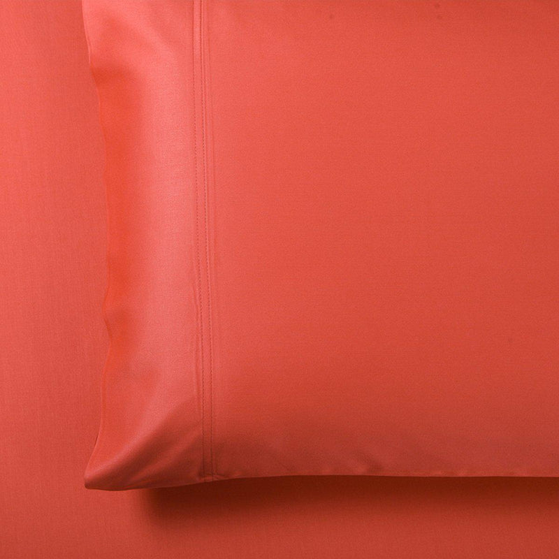 Silky Cotton, Bamboo-Cotton Blended 2 Pillowcases (Hybrid)-Royal Tradition-Standard Pillowcases Pair-Coral-Egyptian Linens