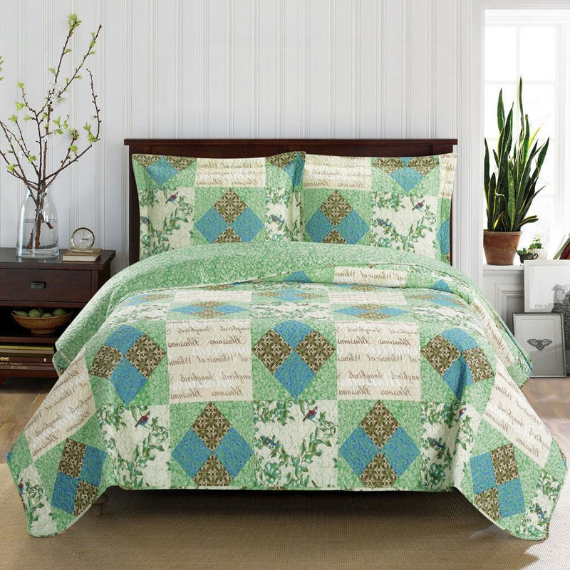 Davina Classic Patchwork Pattern Quilted Coverlet Mini Set-Royal Tradition-Twin/Twin XL-Egyptian Linens