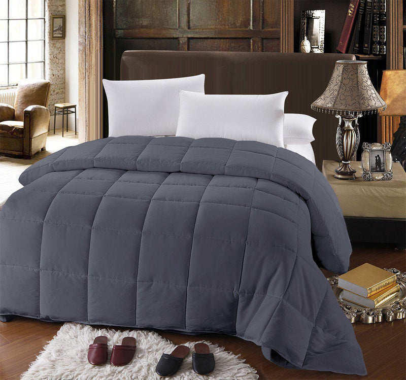 Gray Down Alternative Comforter All Season Medium Fill Weight Micro-Royal Tradition-Twin/Twin XL-Egyptian Linens