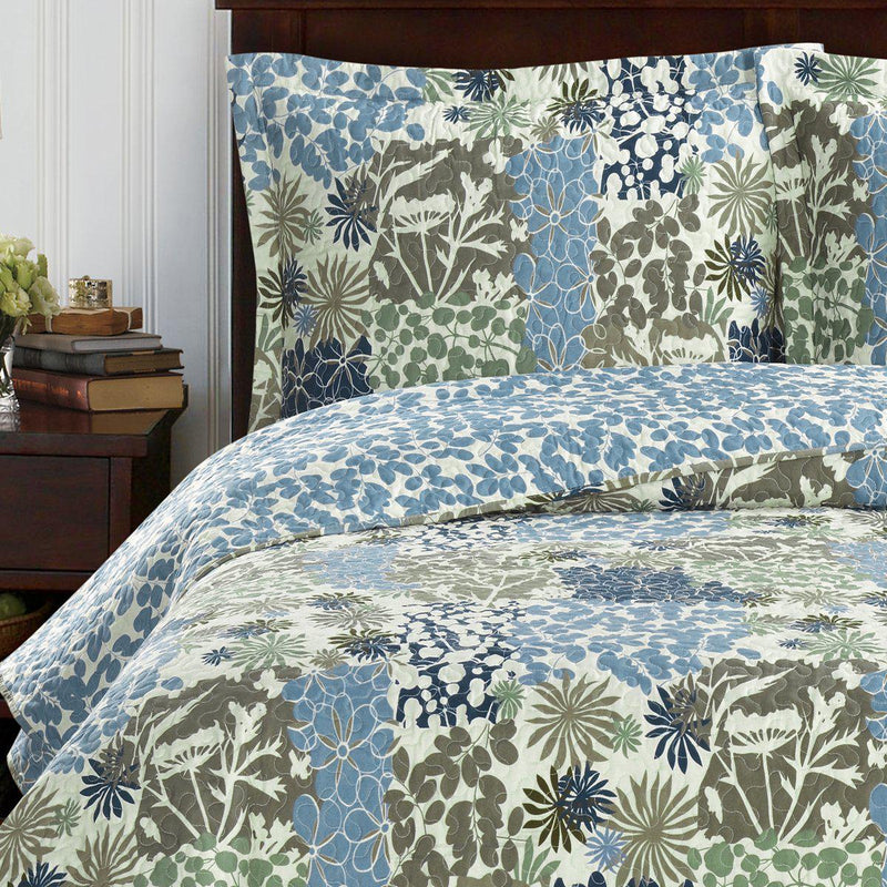 Elena Green Forest Quilt Bedding Oversized Reversible Quilt Set-Royal Tradition-Egyptian Linens