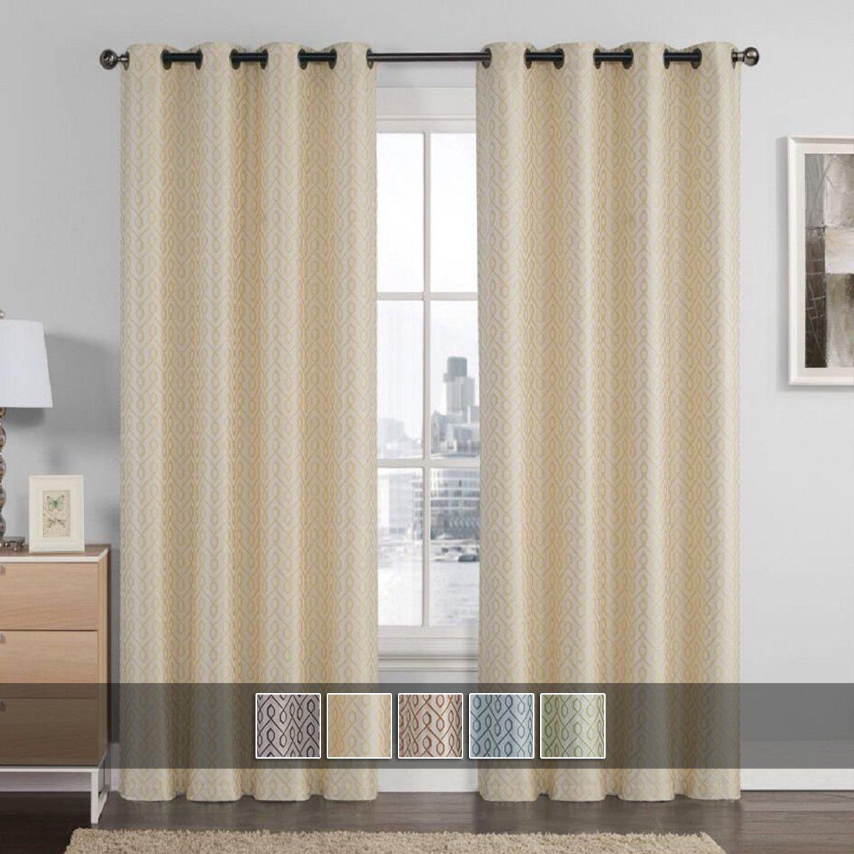 Empress Embroidered 110wx90l Curtains With Grommet Top Jacquard Drapes