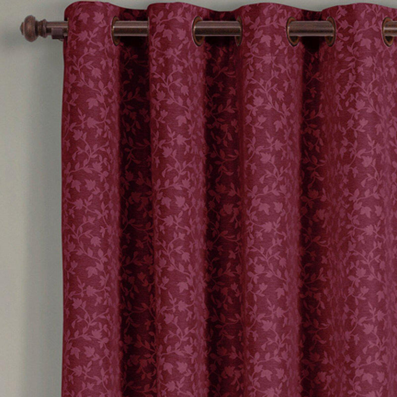Fiorela Jacquard Drapes Floral Curtains Grommet Top Panel (Single)-Royal Tradition-Egyptian Linens