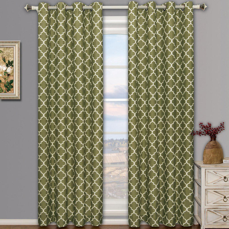Green Meridian Room-Darkening Thermal Insulated Curtain Pair (Set of 2 Panels)-Royal Tradition-84"-Egyptian Linens