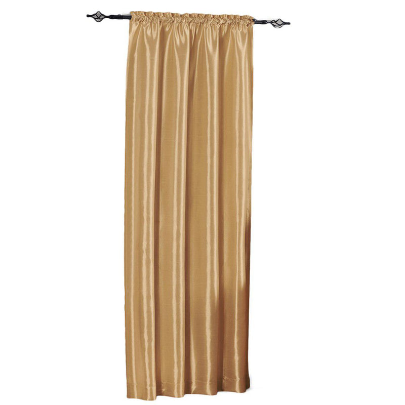 Soho Faux Silk Curtain Panels or Waterfall Valance (Single)-Royal Tradition-42 x 63" Panel-Gold-Egyptian Linens