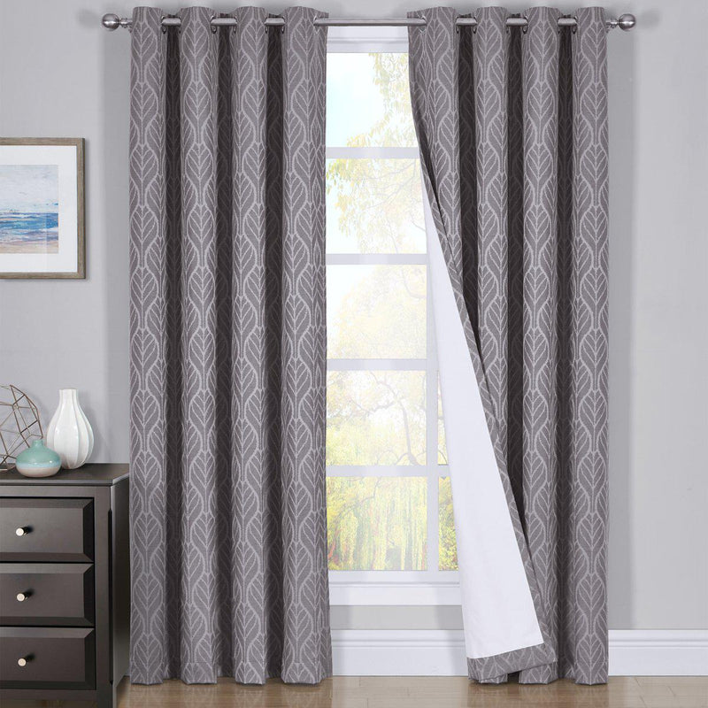 Pair Hilton Blackout Curtains Jacquard Thermal Insulated Set of 2 Panels-Royal Tradition-Egyptian Linens