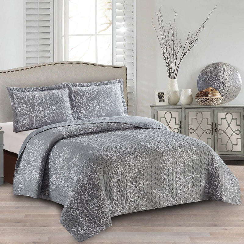 Odette Grey Quilt - Bedspread Set