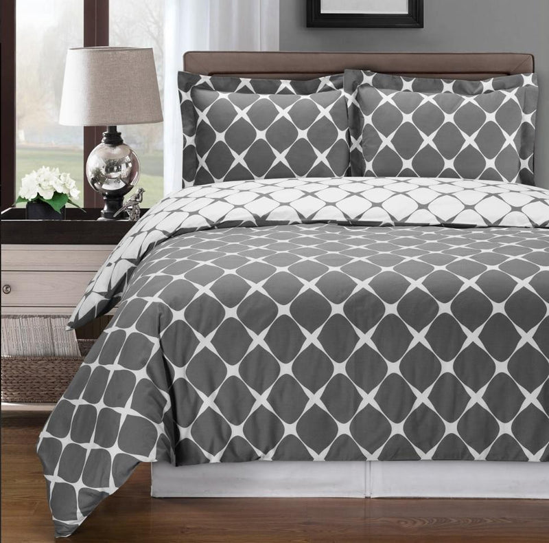 Duvet Cover Set - Bloomingdale-Royal Tradition-Twin/TwinXL-Gray/White-Egyptian Linens