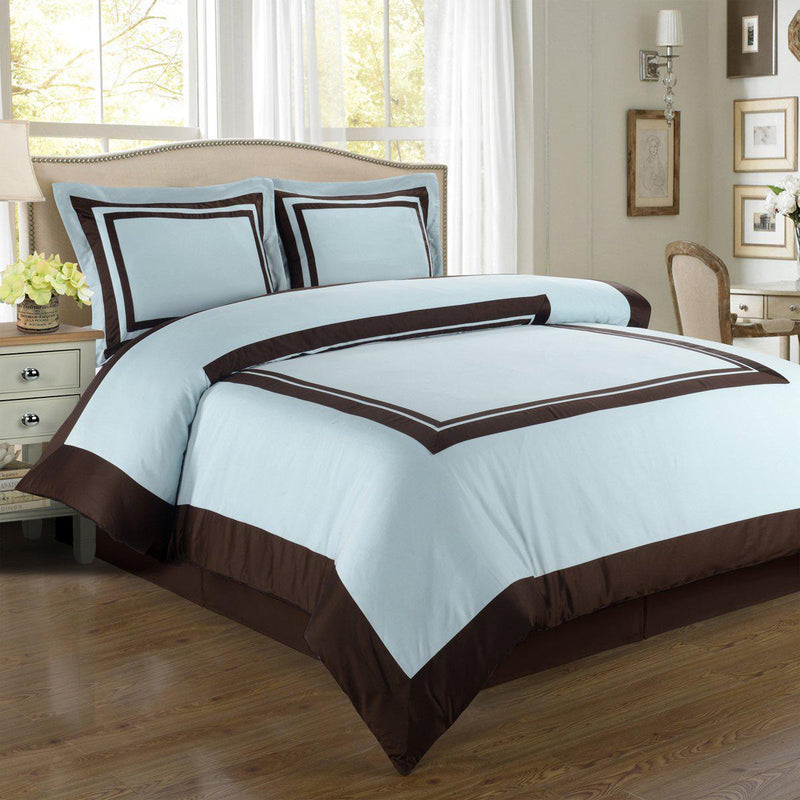 Blue & Chocolate Hotel Duvet Cover with shams