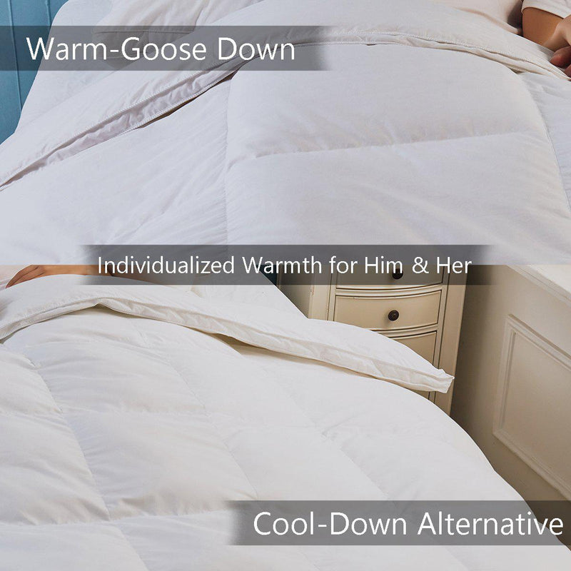 Duet Goose Comforter Individualized Warmth for Him & Her-Abripedic-Egyptian Linens