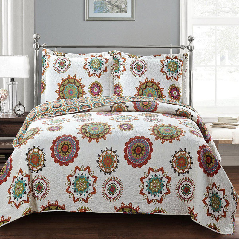 Julia Fashion Floral Design Quilt Set Oversized Lightweight Mini Sets-Royal Tradition-Warm-Twin Size-Egyptian Linens