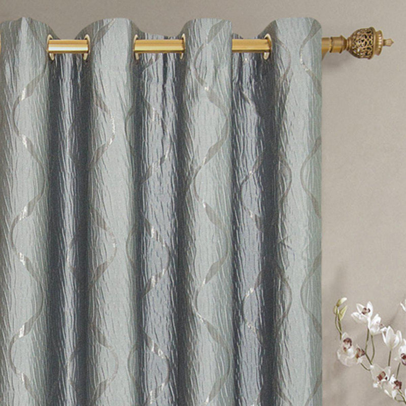 Laguna Contemporary Swirl Jacquard Curtain Panels With Top Grommets (Pair)-Royal Tradition-Egyptian Linens