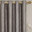 Laguna Contemporary Swirl Jacquard Curtain Panels With Top Grommets (Pair)-Royal Tradition-Egyptian Linens