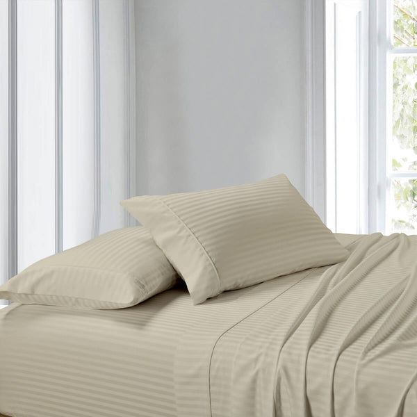 Split Adjustable Dual King Sheet Set - Striped 300 Thread count