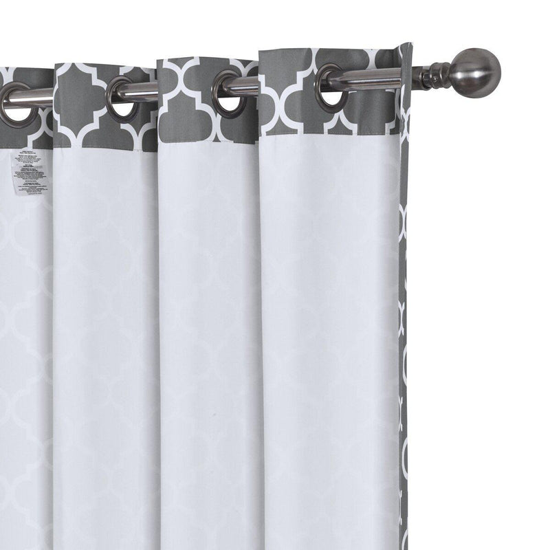 Black & Gray Meridian Thermal Grommet Room-Darkening Curtains (Set of 2 Panels)-Royal Tradition-Egyptian Linens