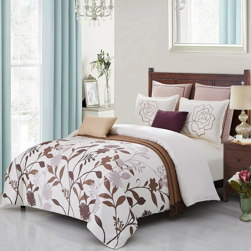 May Blossom 7 Piece Cotton Duvet Cover Set-Royal Tradition-Queen-Egyptian Linens