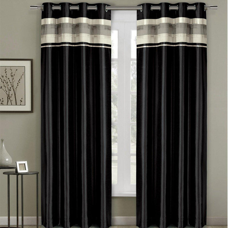 Milan Lined Blackout Curtains with Grommets Single Panel-Royal Tradition-54x63" Panel-Black-Egyptian Linens