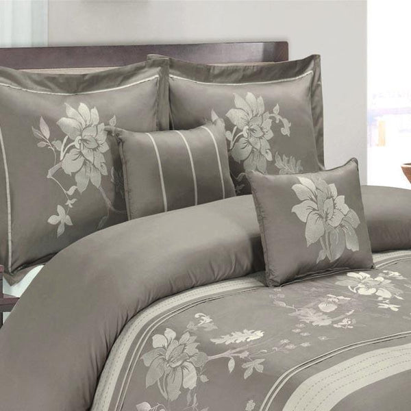 5 Piece Myra 100% Cotton Gray Duvet Cover Set-Royal Tradition-Egyptian Linens