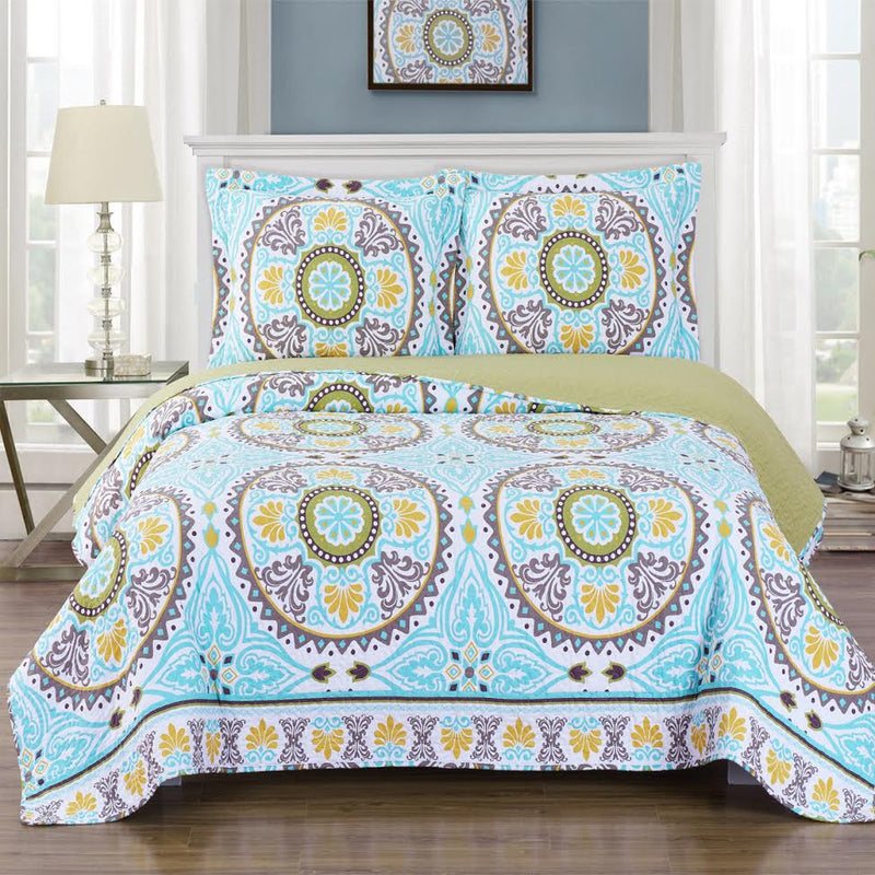 Nyah Reversible Floral Printed Quilt Set-Royal Tradition-Twin/Twin XL-Egyptian Linens