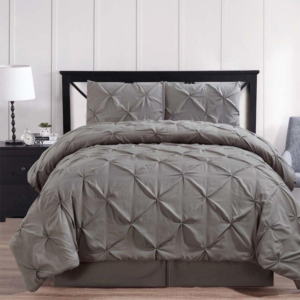 Oxford Double Needle Luxury Soft Pinch Pleated Comforter Set