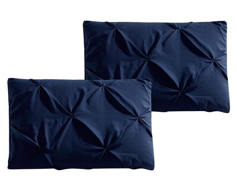 Navy Oxford Double Needle Luxury Soft Pinch Pleated Comforter Set-Royal Tradition-Egyptian Linens