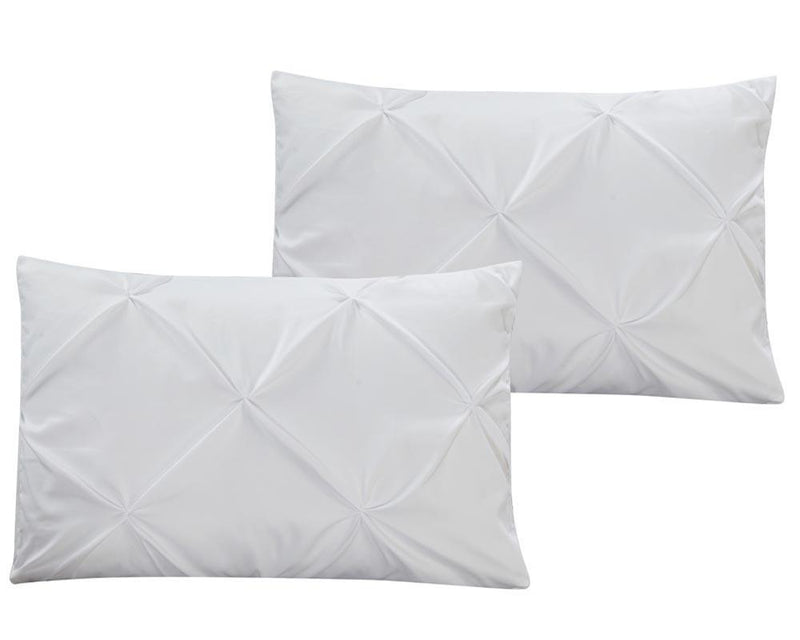 Elegant White Oxford Comforter Set with Pinch Pleating