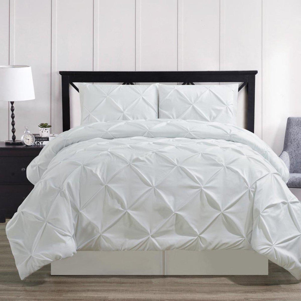 Oxford Comforter Set Double Needle Luxury Soft Pinch Pleated