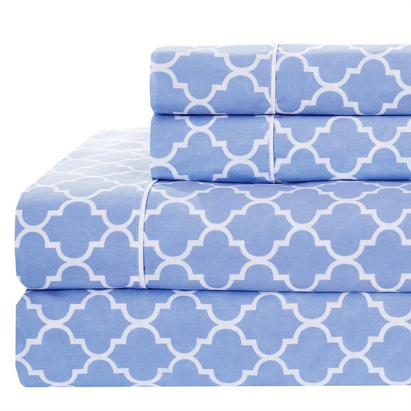 Meridian Percale Sheet Set-Royal Tradition-Twin XL-Periwinkle & White-Egyptian Linens