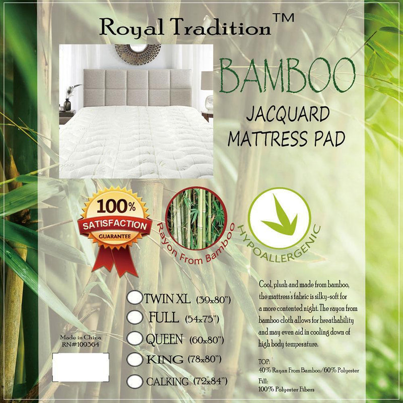Plush Bamboo Jacquard Mattress Pad-Royal Tradition-Egyptian Linens