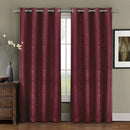 Prairie Contemporary Leafy Design Blackout Grommet Curtain Panel (Single)-Royal Tradition-52 x 63" Panel-Burgundy-Egyptian Linens