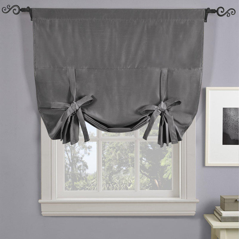Soho Triple-Pass Thermal Insulated Blackout Curtain Rod Pocket - Tie Up Shade for Small Window ( 42" W X 63" L)-Royal Tradition-Gray-Egyptian Linens
