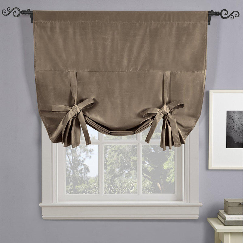 Soho Triple-Pass Thermal Insulated Blackout Curtain Rod Pocket - Tie Up Shade for Small Window ( 42" W X 63" L)-Royal Tradition-Mocha-Egyptian Linens