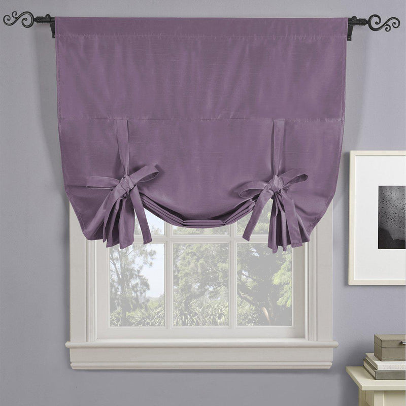 Soho Triple-Pass Thermal Insulated Blackout Curtain Rod Pocket - Tie Up Shade for Small Window ( 42" W X 63" L)-Royal Tradition-Purple-Egyptian Linens