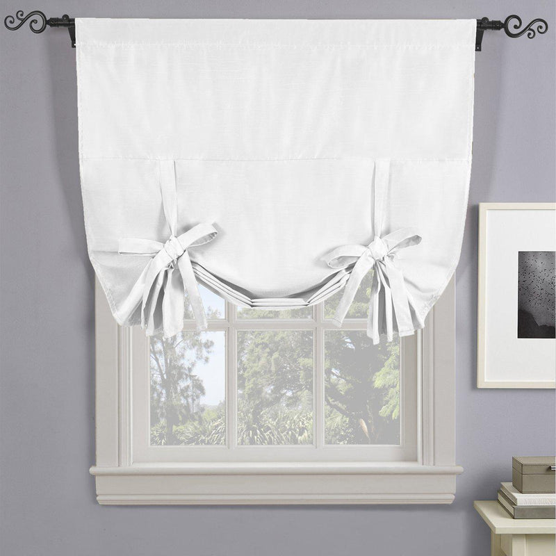 Soho Triple-Pass Thermal Insulated Blackout Curtain Rod Pocket - Tie Up Shade for Small Window ( 42" W X 63" L)-Royal Tradition-White-Egyptian Linens