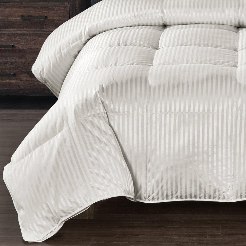 Silk 900 Striped Cream Winter Down Comforter-Egyptian Linens-Egyptian Linens