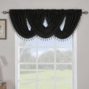 Soho Waterfall Decorative Trim Window Valance 57”wx 37”L (Single)-Royal Tradition-Black-Egyptian Linens