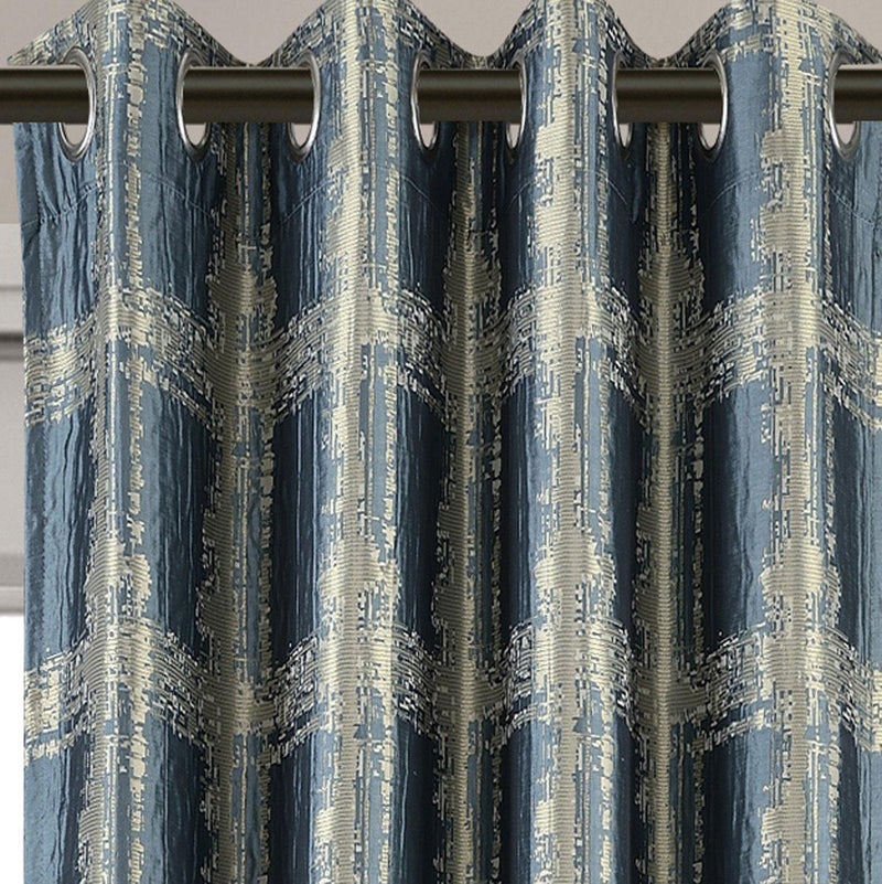 Pair (Set of 2) Top Grommet Window Curtain Panels Abstract Jacquard Studio, 104 Inches Total Width-Royal Tradition-Egyptian Linens
